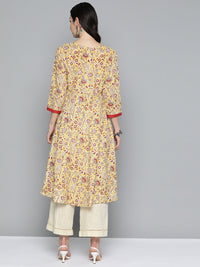 Thumbnail for Jompers Women's Yellow Floral Printed Anarkali Kurta - Distacart