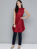 Jompers Women's Geometric Embroidered Mirror Work Kurta - Maroon - Distacart