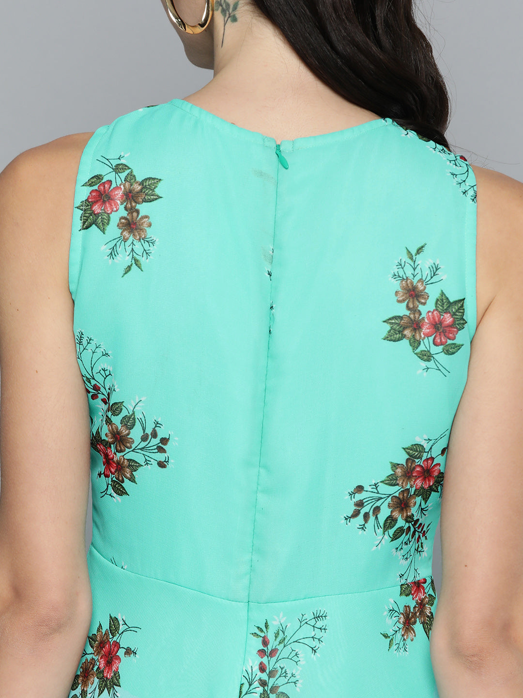 Jompers Women's Floral Print Georgette A-Line Midi Dress - Blue - Distacart