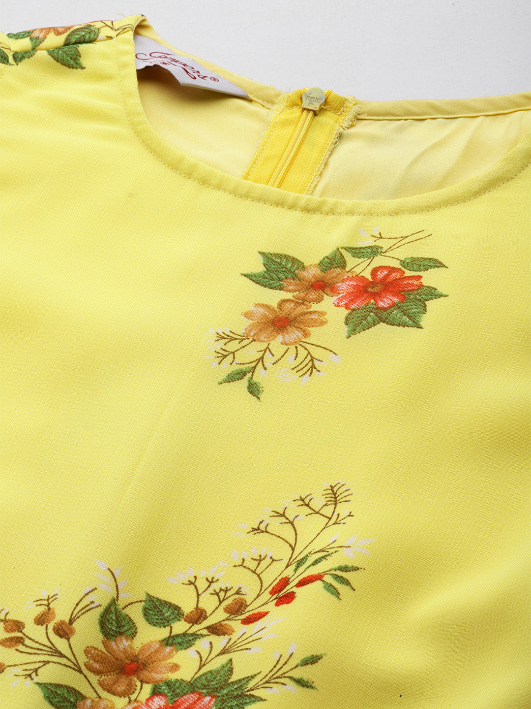 Jompers Women's Floral Print Georgette A-Line Midi Dress - Yellow - Distacart