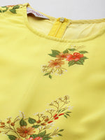 Thumbnail for Jompers Women's Floral Print Georgette A-Line Midi Dress - Yellow - Distacart