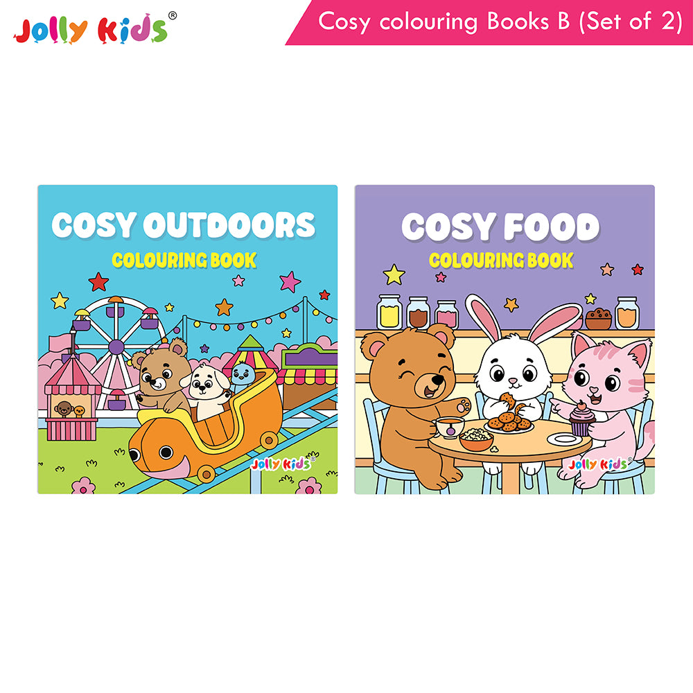Jolly Kids Cosy Outdoors And Food Colouring Books B Set Of 2 - Jolly Kids