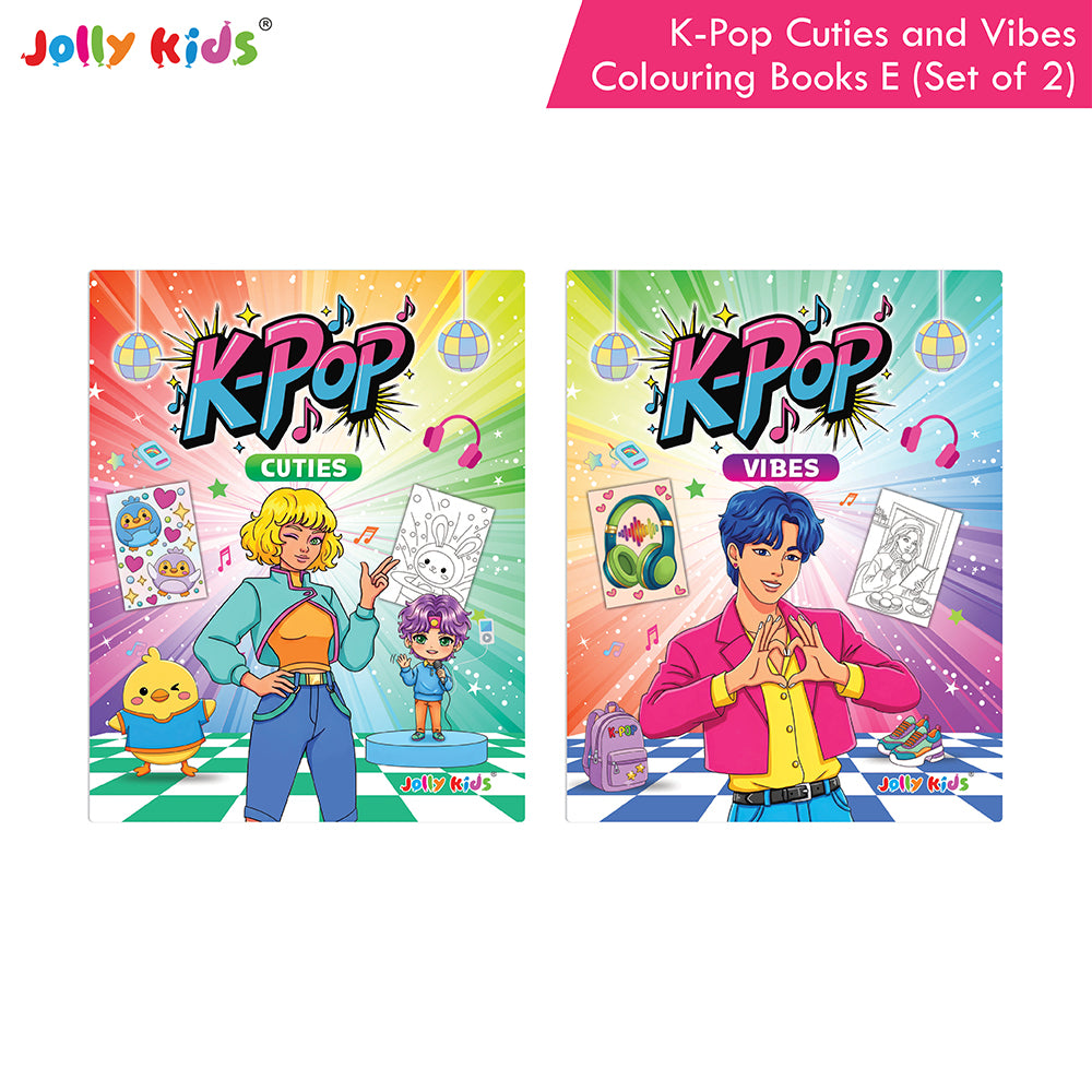 Jolly Kids K-Pop Vibes & Cute Characters Colouring Books Set Of 2 - Jolly Kids