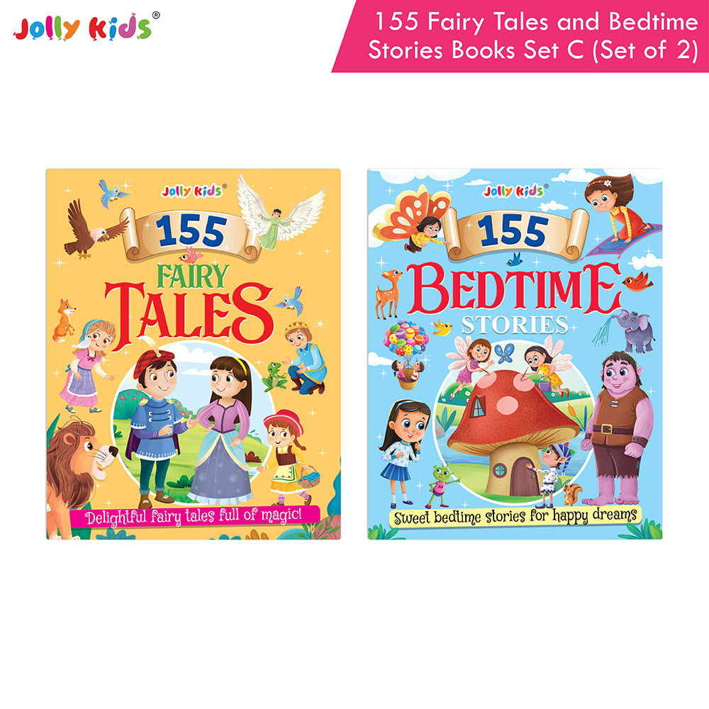Jolly Kids 155 Fairy Tales And Bedtime Story Books For Kids Set C - Set Of 2 Illustrated Books With Magical Adventures, Memorable Characters And Moral Lessons - Jolly Kids
