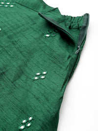 Thumbnail for Jompers Women's Mirror Work Lehenga Choli With printed Organza dupatta - Green - Distacart