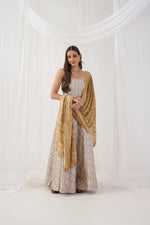Thumbnail for Jompers Women's Ivory Jacquard Beads & Stones Ready to Wear Lehenga & Blouse With Dupatta - Distacart
