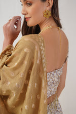 Thumbnail for Jompers Women's Ivory Jacquard Beads & Stones Ready to Wear Lehenga & Blouse With Dupatta - Distacart