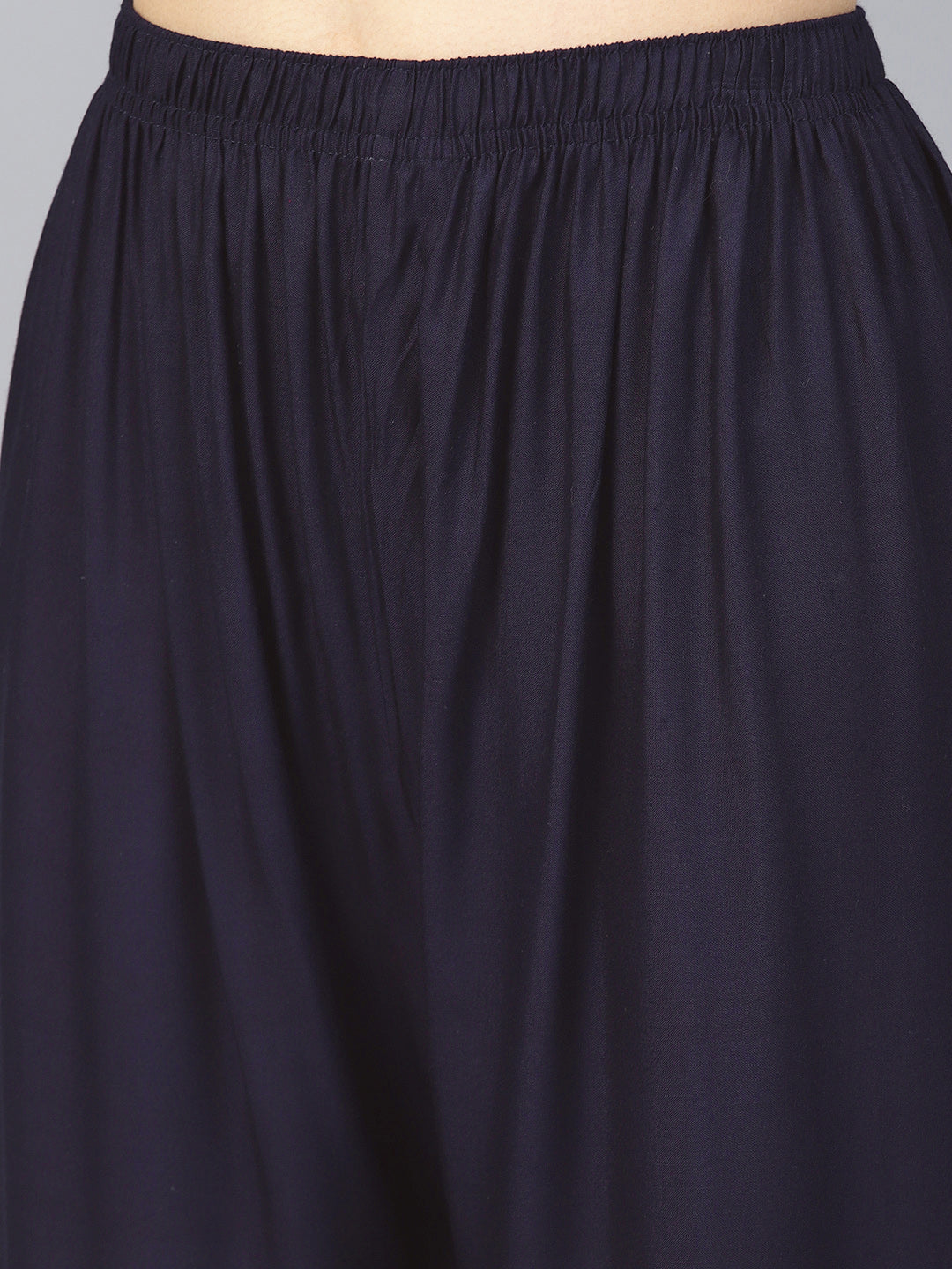 Jompers Women's Navy Blue Straight Elasticated Palazzo - Distacart