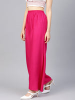 Thumbnail for Jompers Women's Pink Straight Elasticated Palazzo - Distacart