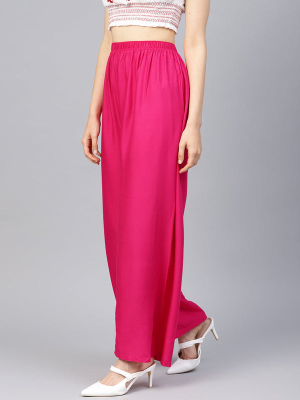 Jompers Women's Pink Straight Elasticated Palazzo - Distacart