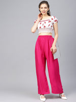 Thumbnail for Jompers Women's Pink Straight Elasticated Palazzo - Distacart