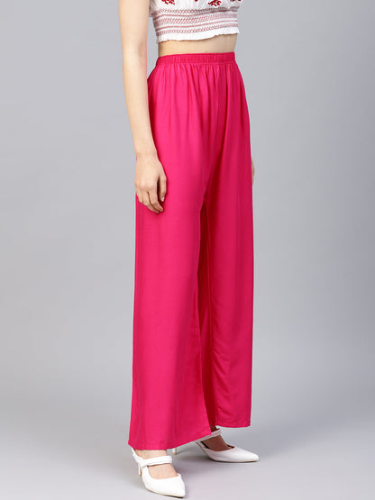 Jompers Women's Pink Straight Elasticated Palazzo - Distacart