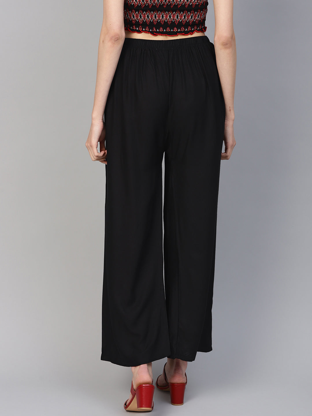 Jompers Women's Black Straight Elasticated Palazzo - Distacart