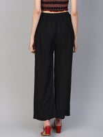 Thumbnail for Jompers Women's Black Straight Elasticated Palazzo - Distacart