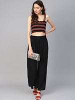 Thumbnail for Jompers Women's Black Straight Elasticated Palazzo - Distacart