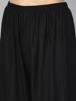 Thumbnail for Jompers Women's Black Straight Elasticated Palazzo - Distacart