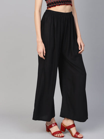 Jompers Women's Black Straight Elasticated Palazzo - Distacart
