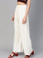 Thumbnail for Jompers Women's off-White Straight Elasticated Palazzo - Distacart