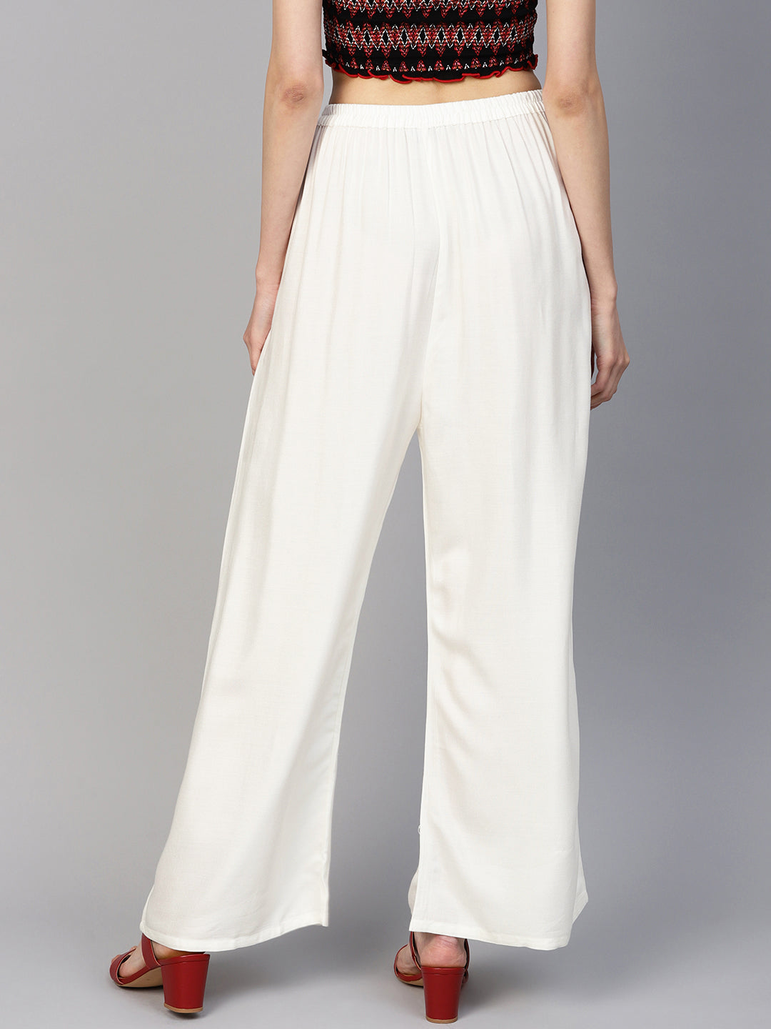Jompers Women's off-White Straight Elasticated Palazzo - Distacart
