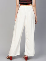 Thumbnail for Jompers Women's off-White Straight Elasticated Palazzo - Distacart