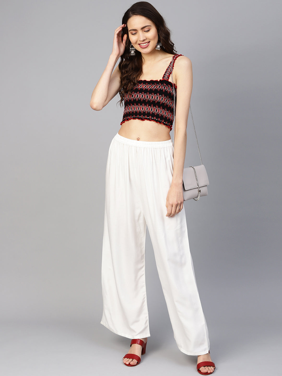 Jompers Women's off-White Straight Elasticated Palazzo - Distacart