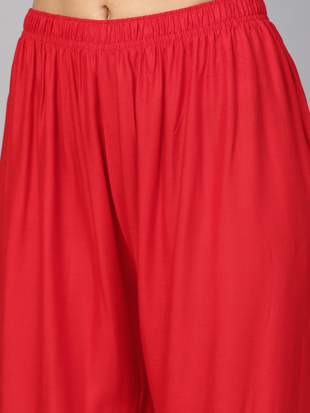 Jompers Women's Red Straight Elasticated Palazzo - Distacart