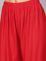 Thumbnail for Jompers Women's Red Straight Elasticated Palazzo - Distacart