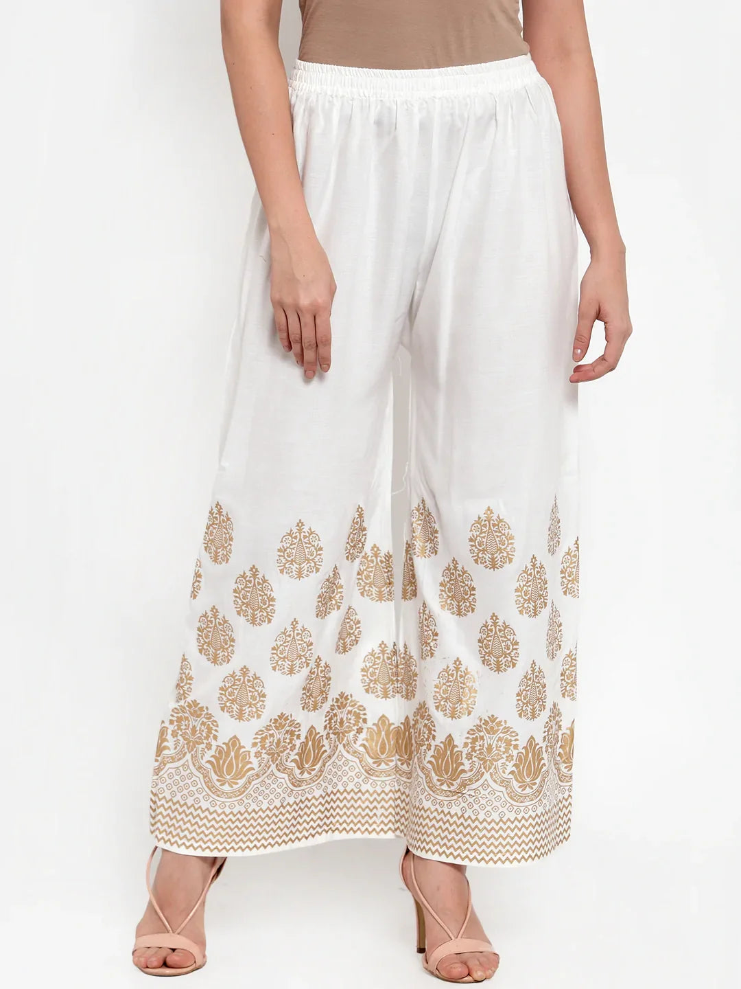 Jompers Women's Mustard Yellow & Off-White Embroidered Kurta with Palazzos - Distacart