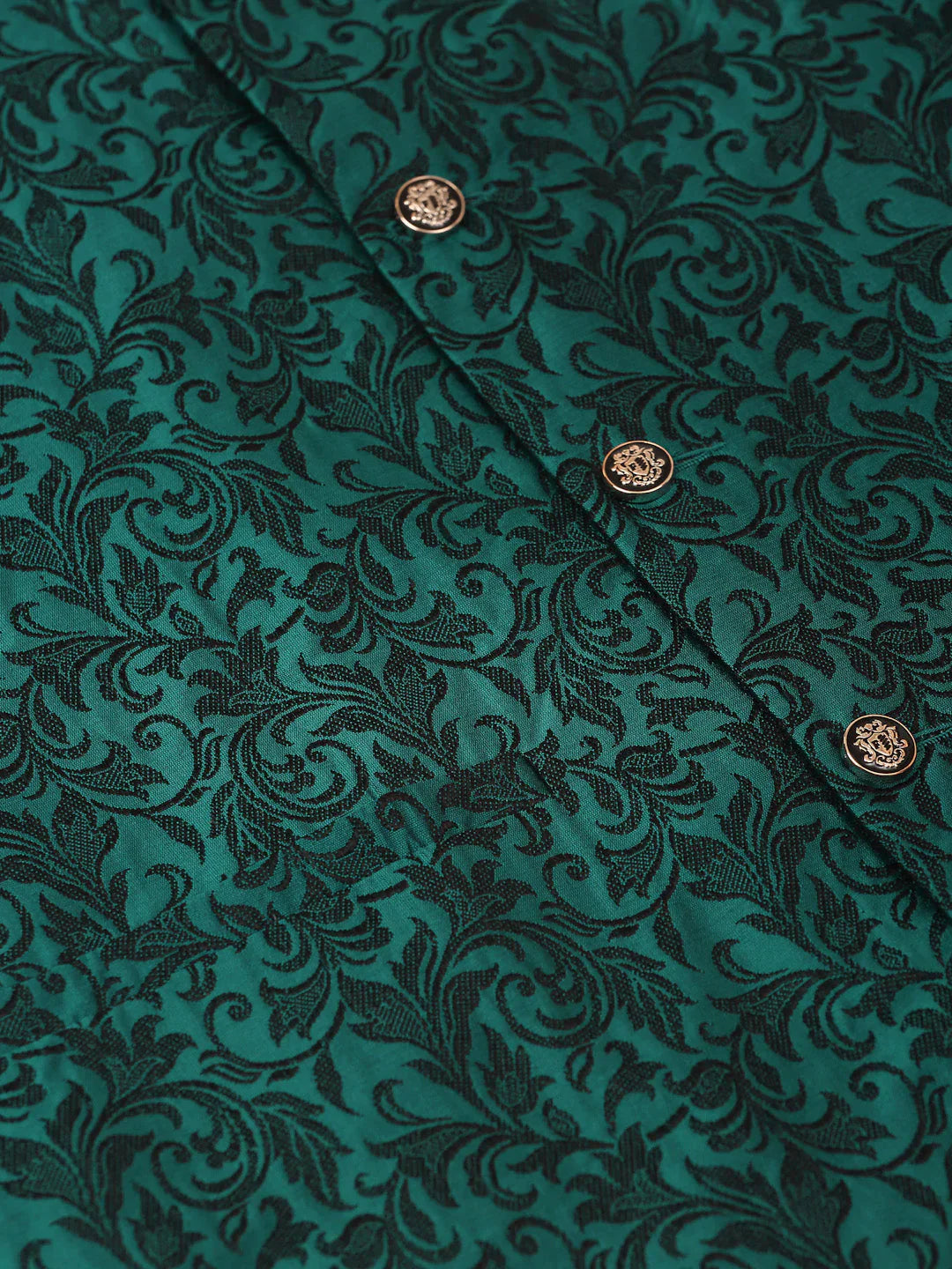 Jompers Men's Green Woven Design Nehru Jacket - Distacart