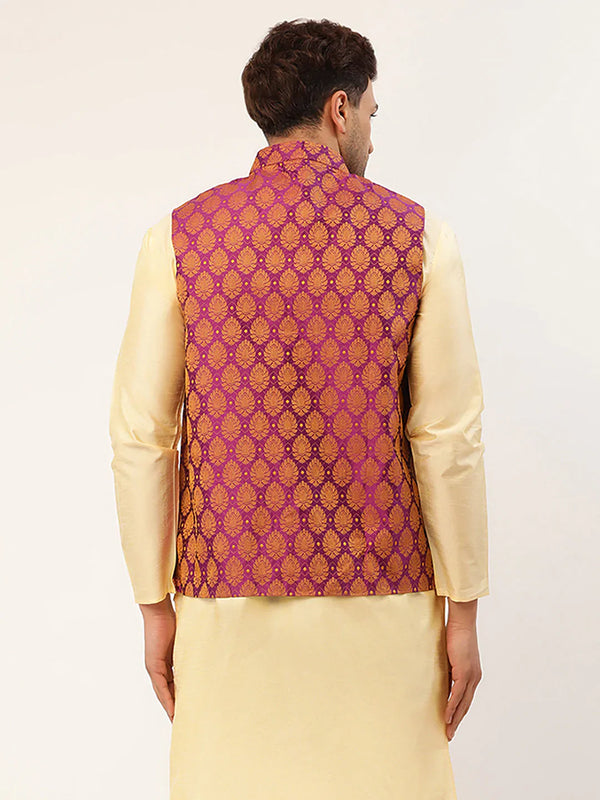Jompers Men's Pink Self-Designed Waistcoat - Distacart
