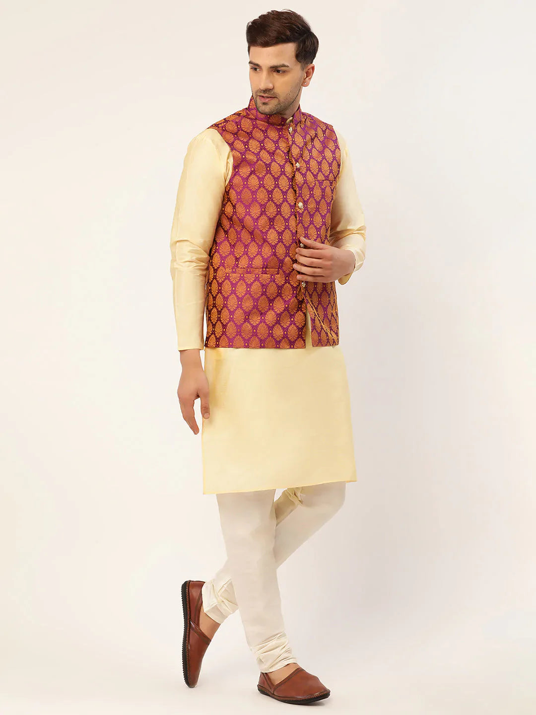 Jompers Men's Pink Self-Designed Waistcoat - Distacart