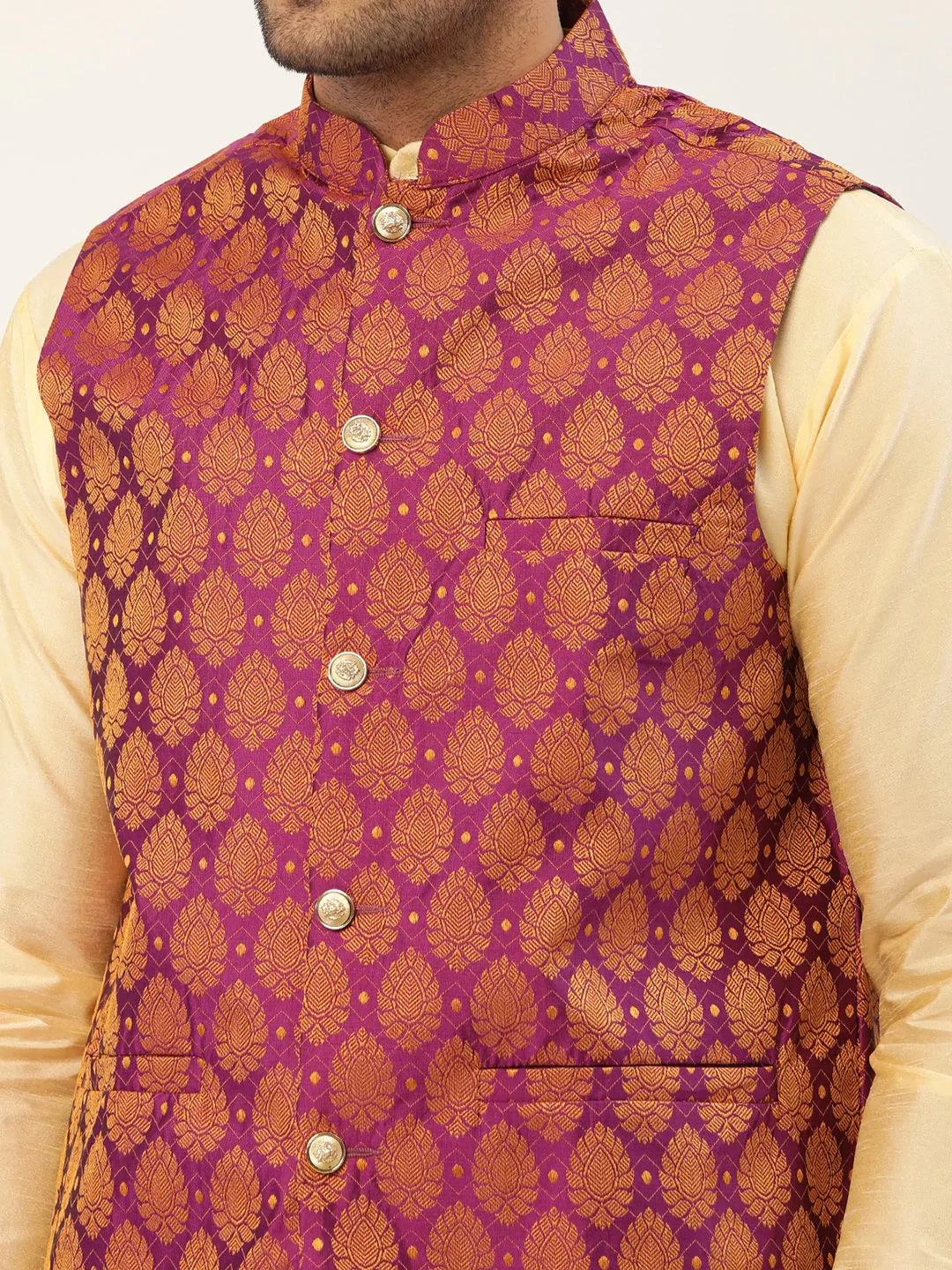 Jompers Men's Pink Self-Designed Waistcoat - Distacart