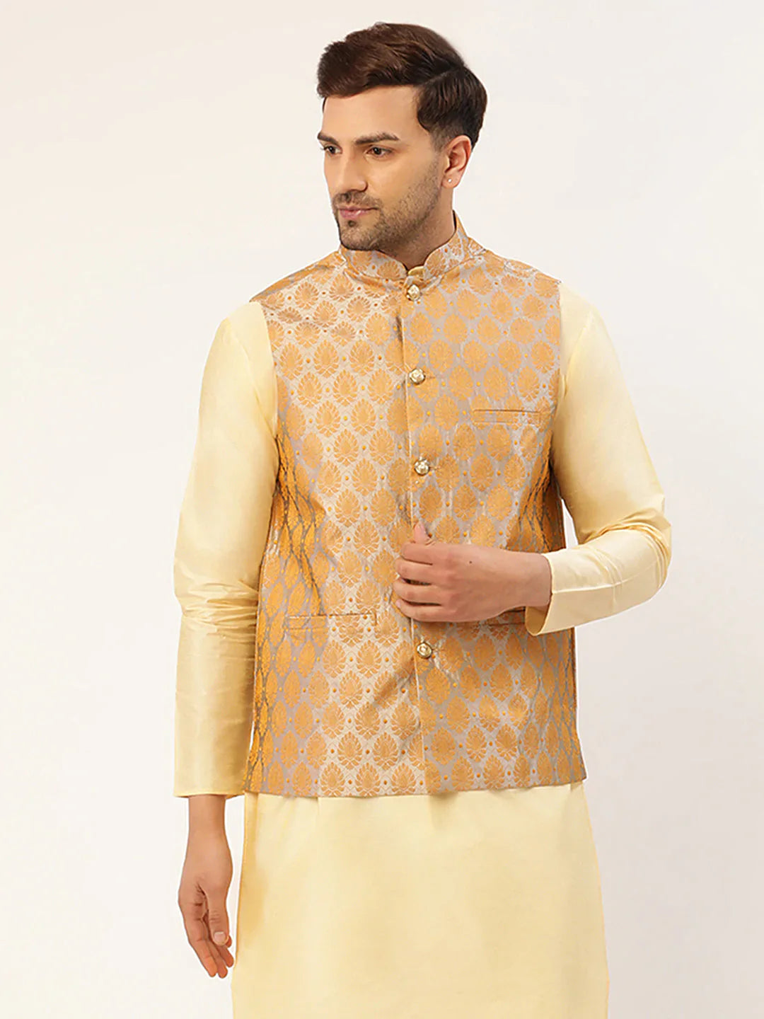 Jompers Men's Silver Self-Designed Waistcoat - Distacart