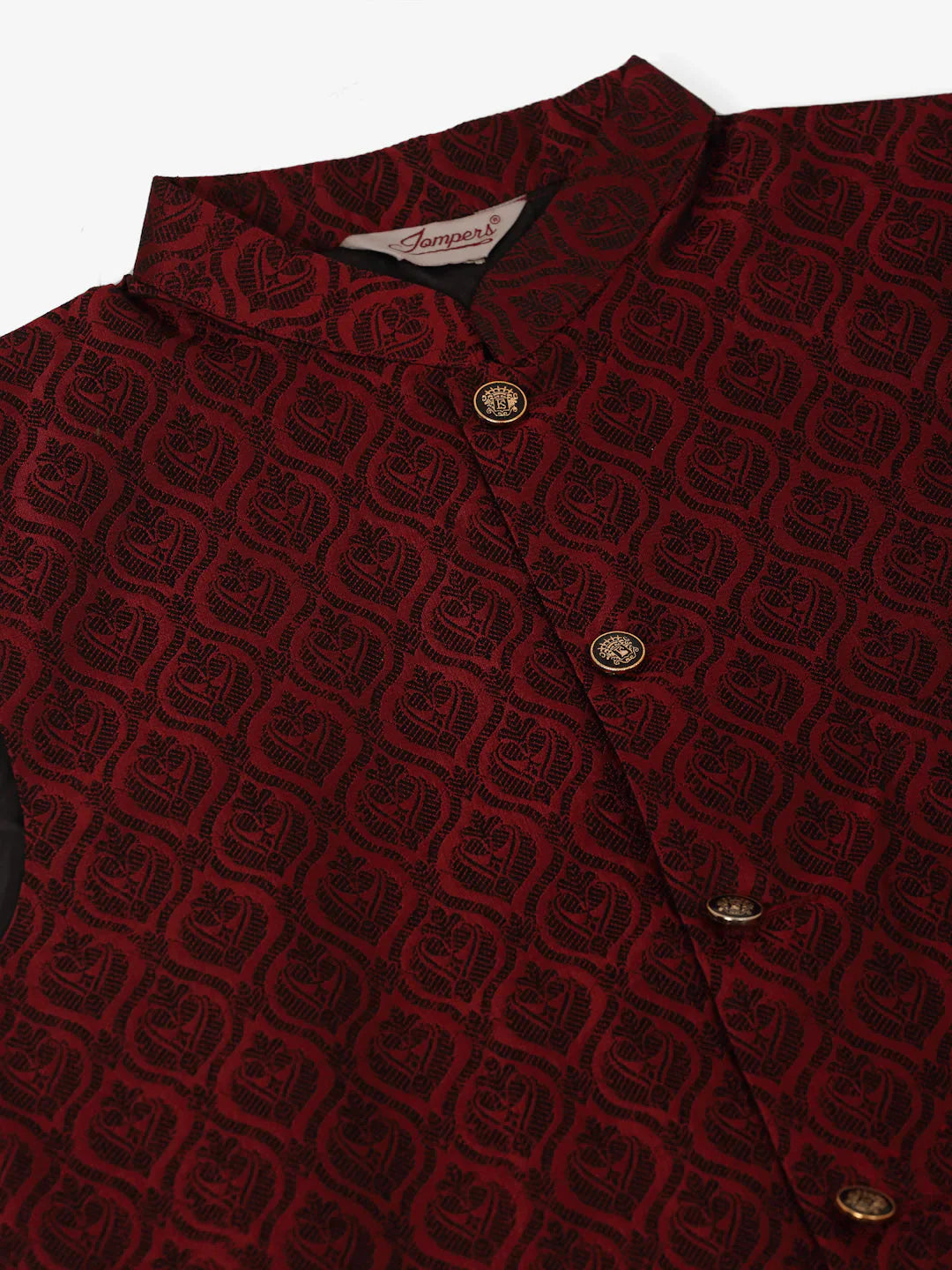 Jompers Men's Maroon Self-Designed Maroon Waistcoat - Distacart
