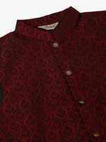 Thumbnail for Jompers Men's Maroon Self-Designed Maroon Waistcoat - Distacart