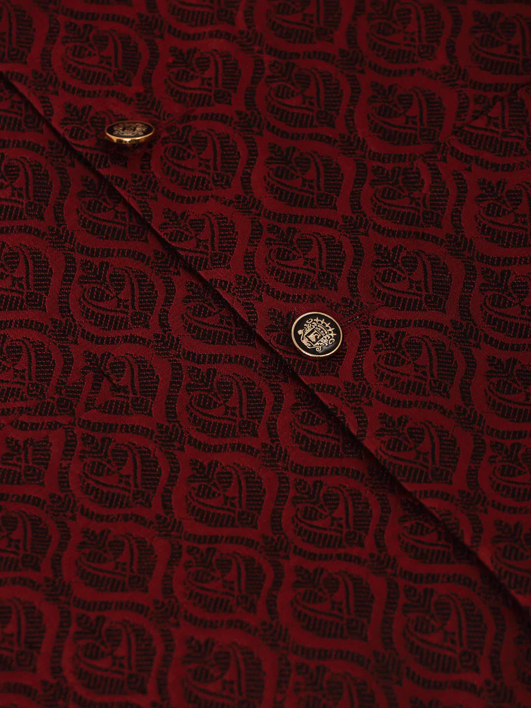 Jompers Men's Maroon Self-Designed Maroon Waistcoat - Distacart