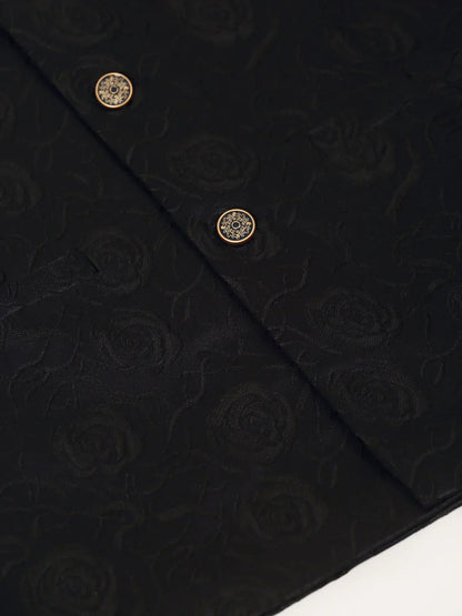 Jompers Men's Navy & Black embossed Nehru Jacket - Distacart