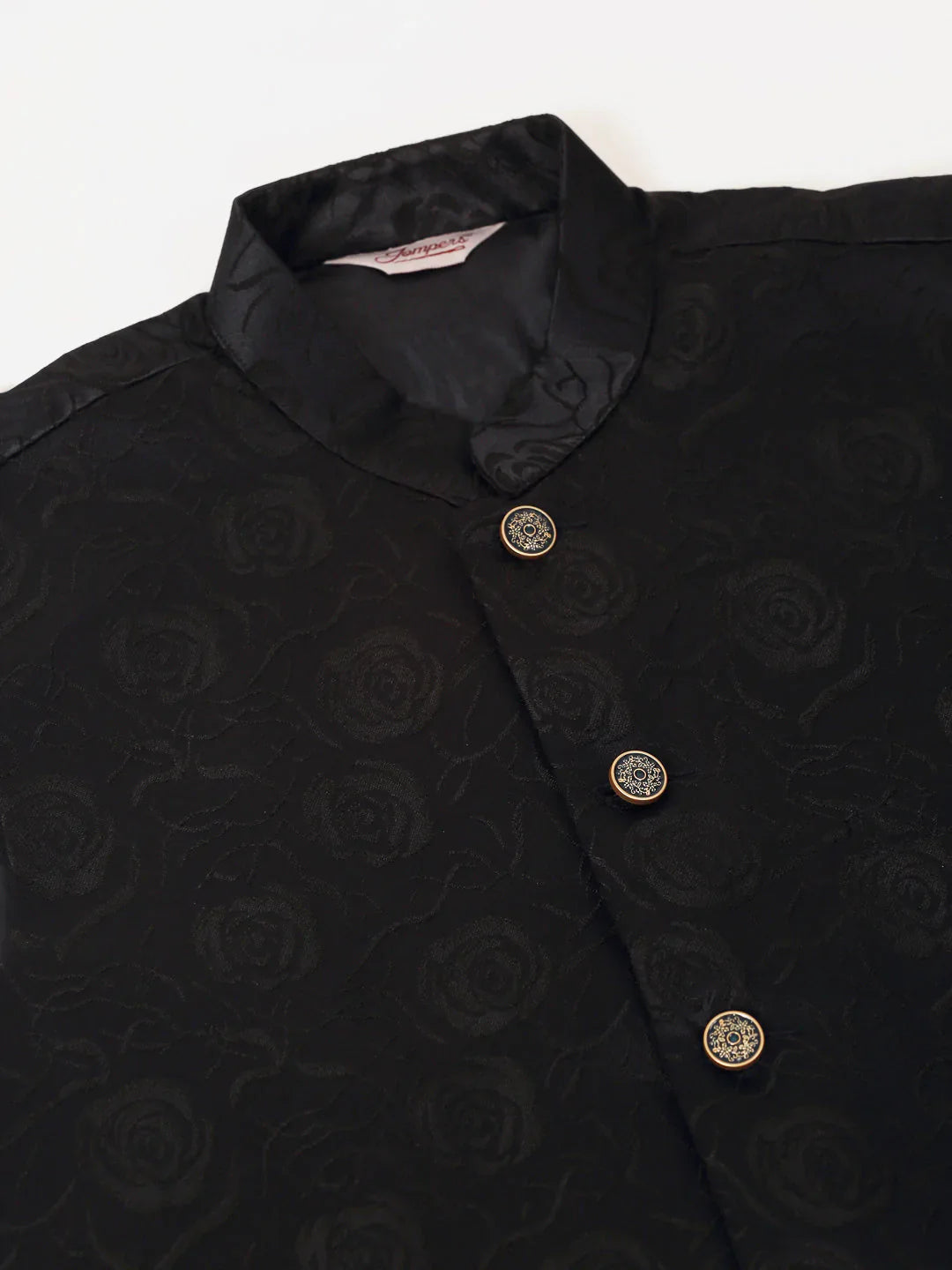 Jompers Men's Navy & Black embossed Nehru Jacket - Distacart