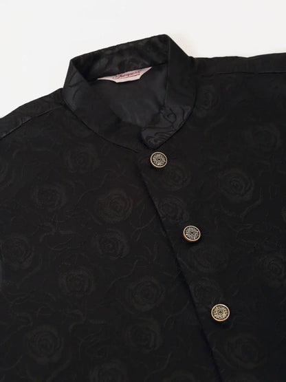 Jompers Men's Navy & Black embossed Nehru Jacket - Distacart