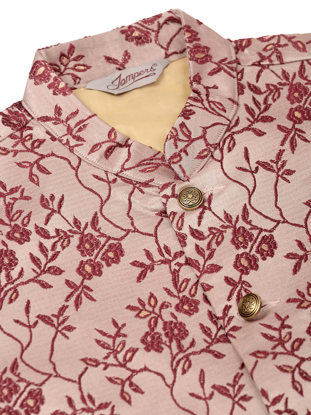 Jompers Men's Maroon Floral Design Nehru Jacket - Distacart