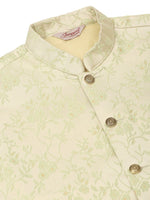 Thumbnail for Jompers Men's Pista Green Floral Design Nehru Jacket - Distacart
