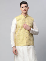 Thumbnail for Jompers Men's Lemon Printed textured Nehru Jacket - Distacart