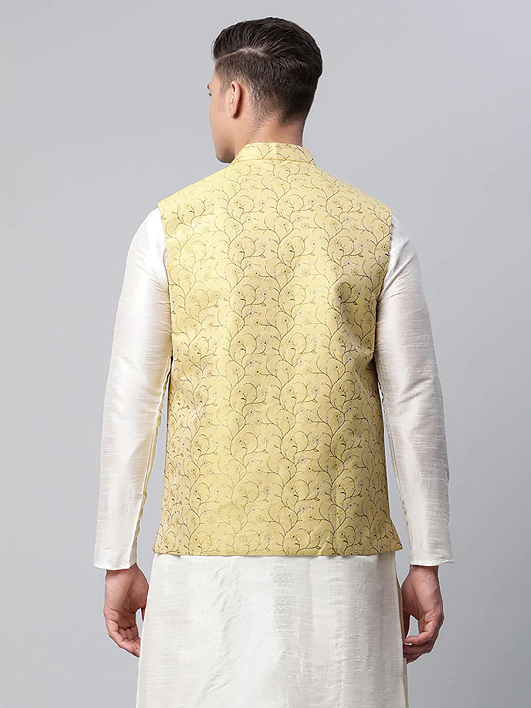 Jompers Men's Lemon Printed textured Nehru Jacket - Distacart