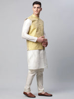 Thumbnail for Jompers Men's Lemon Printed textured Nehru Jacket - Distacart