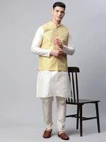 Thumbnail for Jompers Men's Lemon Printed textured Nehru Jacket - Distacart
