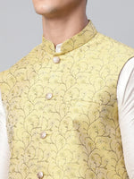 Thumbnail for Jompers Men's Lemon Printed textured Nehru Jacket - Distacart