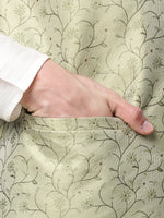 Thumbnail for Jompers Men's Pista Green Printed textured Nehru Jacket - Distacart