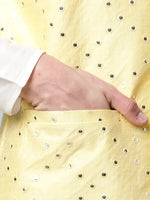 Thumbnail for Jompers Men's Yellow Mirror Work Embroidered Nehru Jacket - Distacart