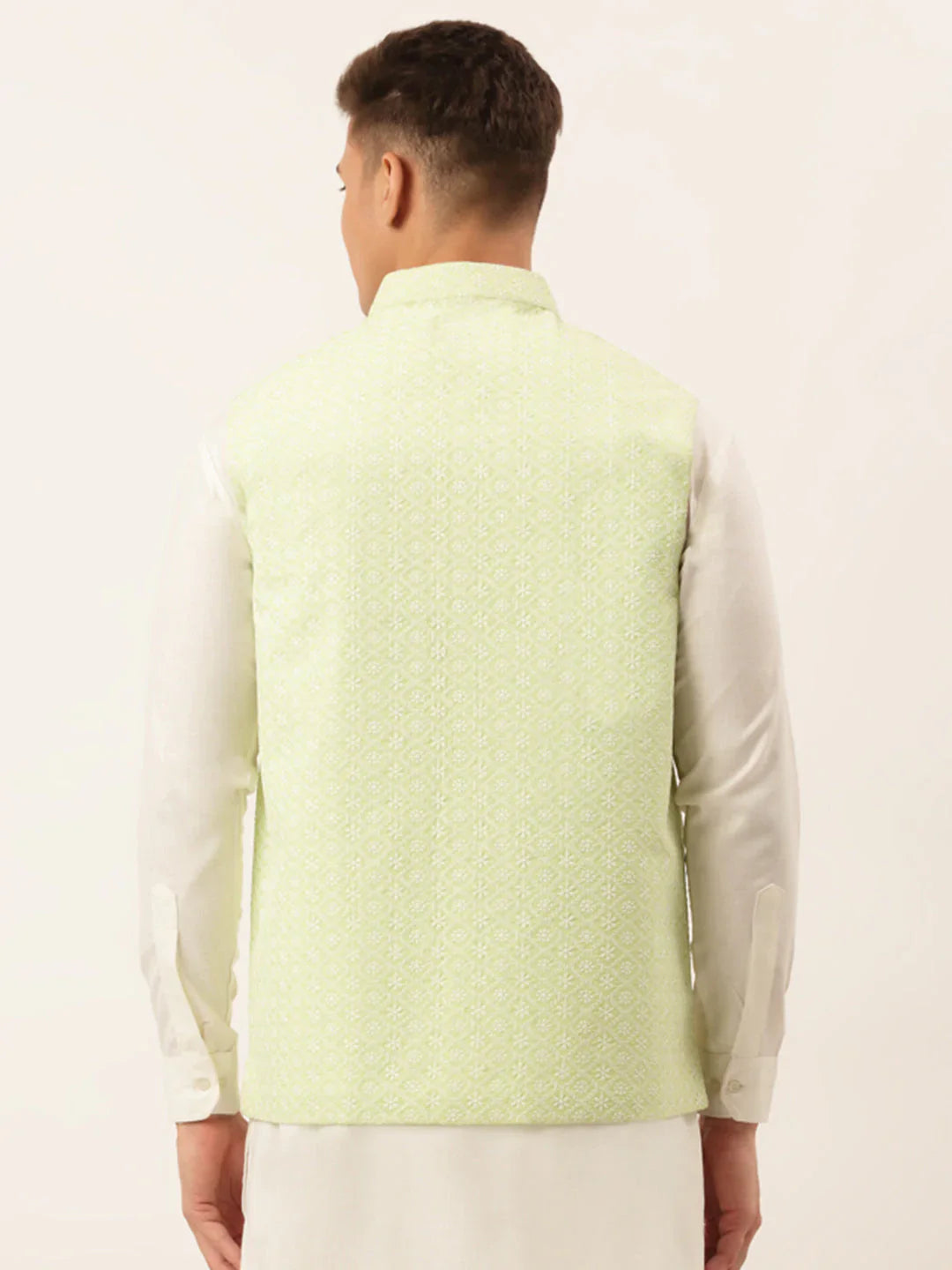 Jompers Men's Green Embroidered Nehru Jackets - Distacart