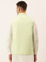 Thumbnail for Jompers Men's Green Embroidered Nehru Jackets - Distacart